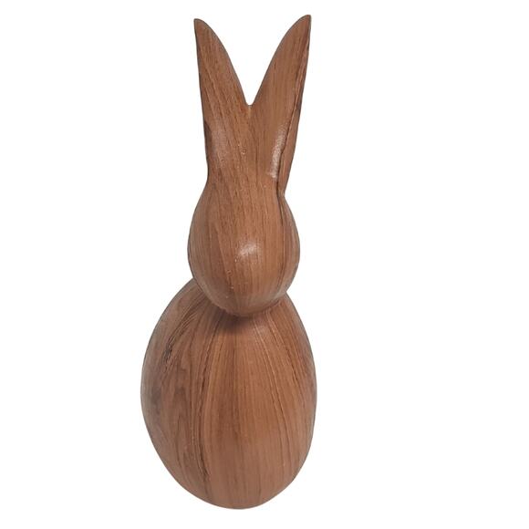 Wooden Look Resin Brown Bunny Rabbit Siloette Sculpture Decor 11.5" Tall - Picture 2 of 6